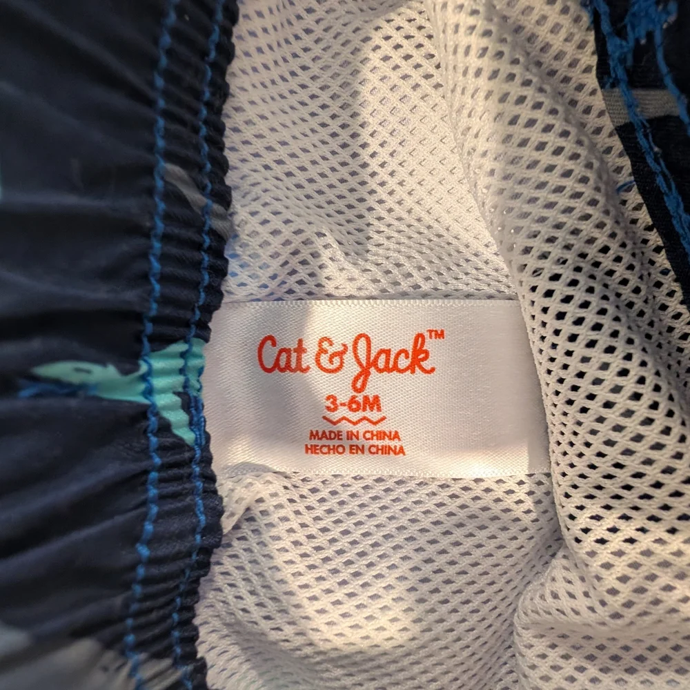 Cat &Jack 3-6M Kids Blue Shark Rash Guard Swim Set